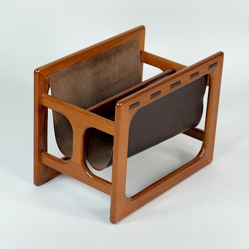 Teak / Leather Magazine Rack by Salin Møbler